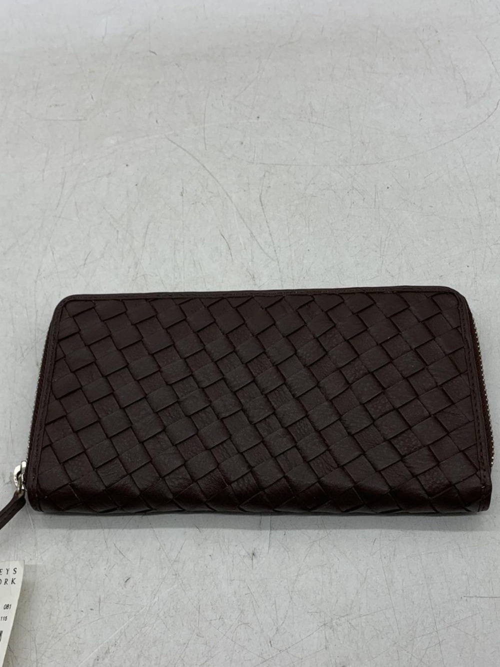 Barneys New York Dark Brown Woven Leather Zip Around Wallet - $50 NWT